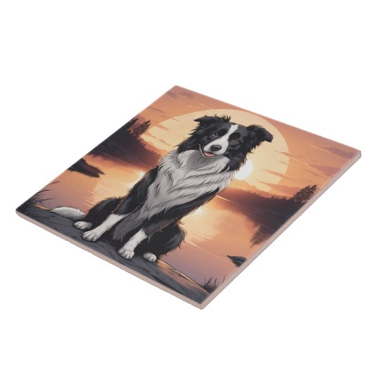 Border Collie Dog Fliese (Seite)