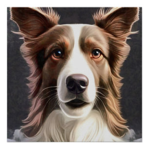 Border Collie Dog Frische Pasta machen Portrait Poster