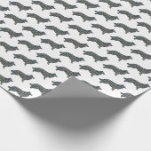 Border Collie Dog Gelb & Schwarz Gitter Linie Weiß Geschenkpapier (Ecke)