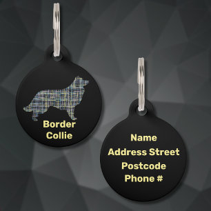 Border Collie Dog, gelb und schwarz gegrillt Haustiermarke
