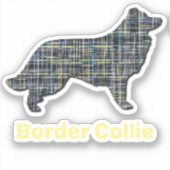 Border Collie Dog Gelb- und Schwarz-Gitter-Aufkleb Aufkleber (Vorderseite)