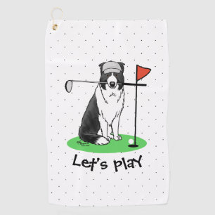 Border Collie Dog Golf spielen (schwarz & weiß) Sp Golfhandtuch
