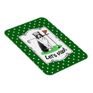 Border Collie Dog Golf spielen (schwarz & weiß) Sp Magnet