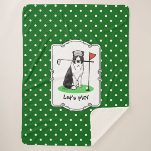 Border Collie Dog Golf spielen (schwarz & weiß) Sp Sherpadecke