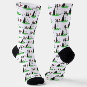 Border Collie Dog Golf spielen (schwarz & weiß) Sp Socken