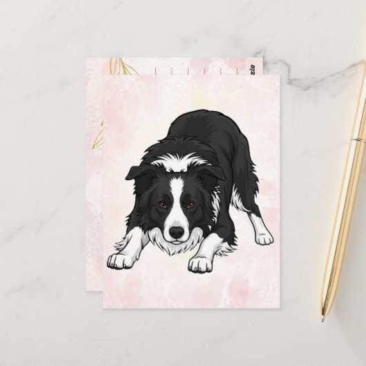 Border Collie Dog Greeting Card Postkarte (Vorderseite/Rückseite Beispiel)