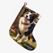 Border Collie Dog Großer Weihnachtsstrumpf (Vorderansicht (hängend))