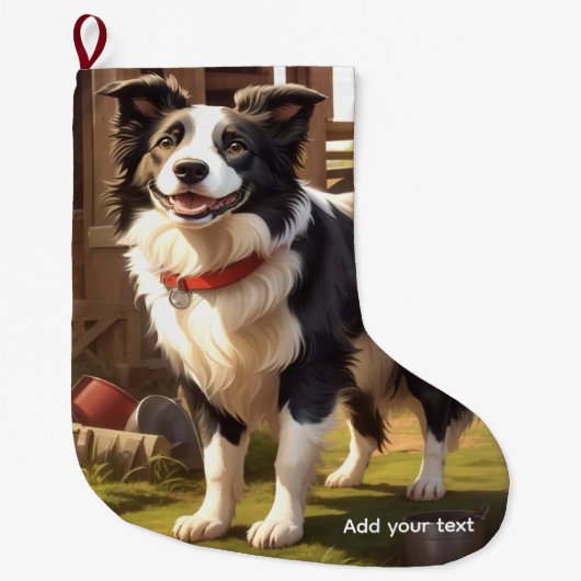 Border Collie Dog Großer Weihnachtsstrumpf (Vorderseite)