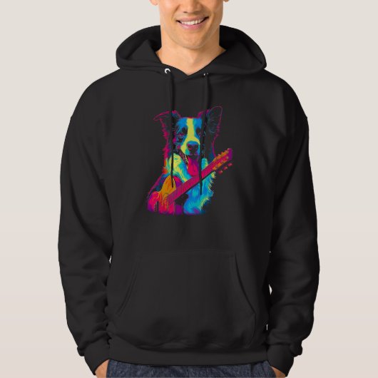 Border Collie Dog Guitar Hoodie (Vorderseite)