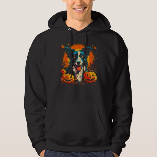 Border Collie Dog Halloween Theme Hoodie (Vorderseite)