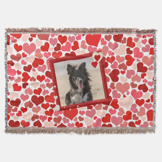 Border Collie Dog Hearts Throw Blanket Decke (Vorderseite)