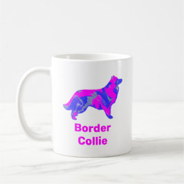 Border Collie Dog Hot Pink & Blue Silhouette Kaffeetasse