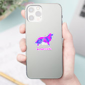 Border Collie Dog Hot Pink & Blue Vinyl Sticker (Telefon)