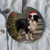 Border Collie Dog im Schnee Weihnachten Button (Beispiel)