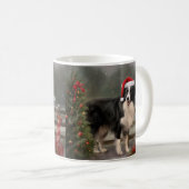 Border Collie Dog im Schnee Weihnachten Kaffeetasse (VorderseiteRechts)