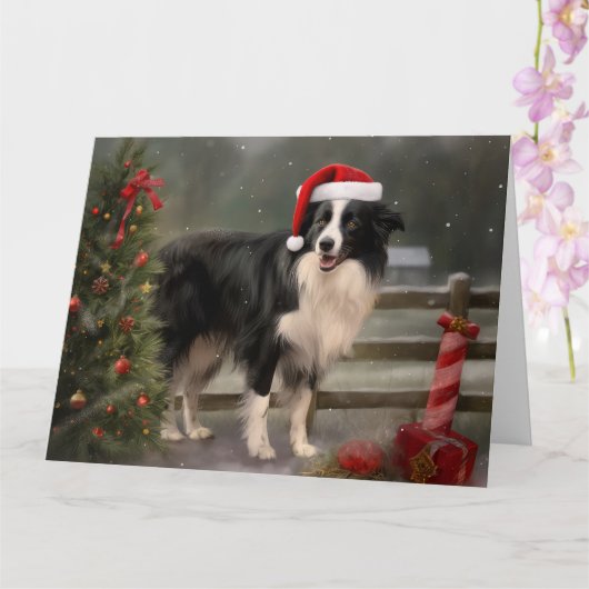 Border Collie Dog im Schnee Weihnachten Karte (Orchidee)