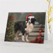Border Collie Dog im Schnee Weihnachten Karte (Gelbe Blume)