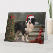 Border Collie Dog im Schnee Weihnachten Karte (Vorderseite)