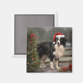 Border Collie Dog im Schnee Weihnachten Magnet (Vorderseite/Rückseite)