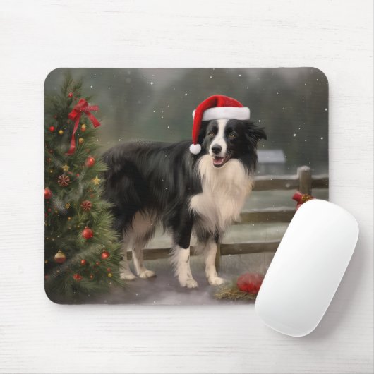 Border Collie Dog im Schnee Weihnachten Mousepad (Mit Mouse)