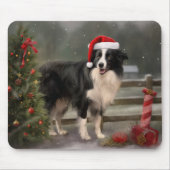 Border Collie Dog im Schnee Weihnachten Mousepad (Vorne)