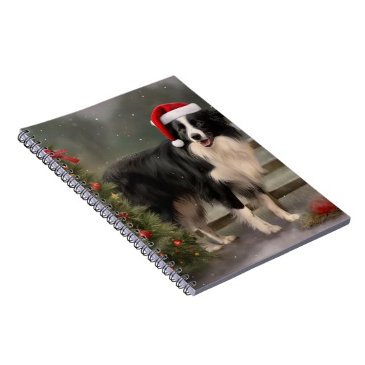 Border Collie Dog im Schnee Weihnachten Notizblock (Rechte Seite)