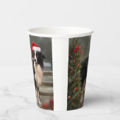 Border Collie Dog im Schnee Weihnachten Pappbecher (Rechts)