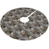 Border Collie Dog im Schnee Weihnachten Polyester Weihnachtsbaumdecke (Schrägansicht)