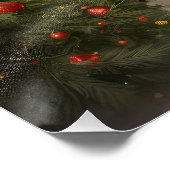 Border Collie Dog im Schnee Weihnachten Poster (Ecke)