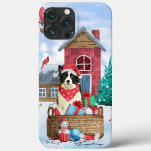 Border Collie Dog im Schnee Weihnachtshundehaus Case-Mate iPhone Hülle