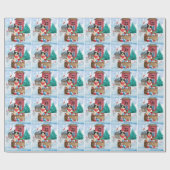 Border Collie Dog im Schnee Weihnachtshundehaus Geschenkpapier (Flach)