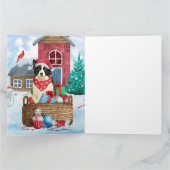 Border Collie Dog im Schnee Weihnachtshundehaus Karte (Innenseite)