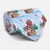 Border Collie Dog im Schnee Weihnachtshundehaus Krawatte (Gerollt)