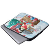 Border Collie Dog im Schnee Weihnachtshundehaus Laptopschutzhülle (Vorne Knopf)