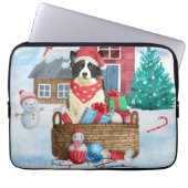 Border Collie Dog im Schnee Weihnachtshundehaus Laptopschutzhülle (Vorderseite)