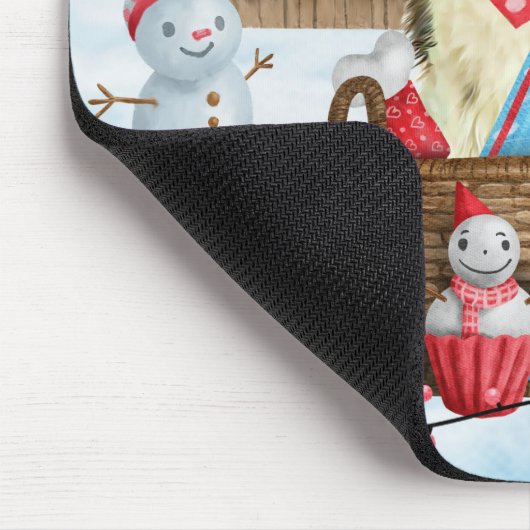 Border Collie Dog im Schnee Weihnachtshundehaus Mousepad (Ecke)
