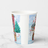 Border Collie Dog im Schnee Weihnachtshundehaus Pappbecher (Rechts)