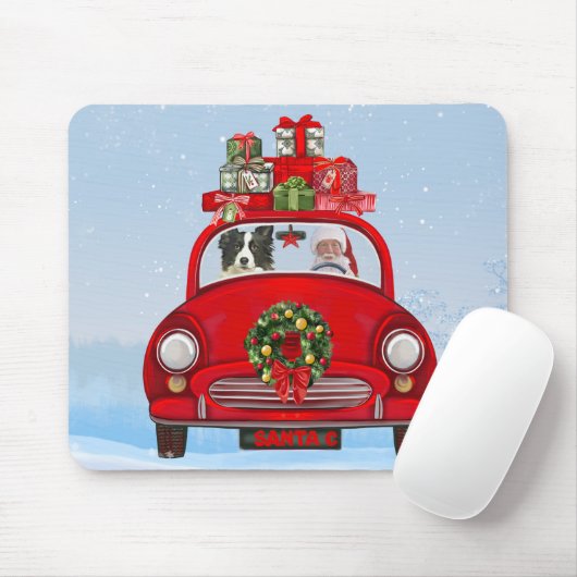 Border Collie Dog in Car mit dem Weihnachtsmann Mousepad (Mit Mouse)
