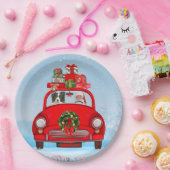 Border Collie Dog in Car mit dem Weihnachtsmann Pappteller (Party)