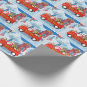 Border Collie Dog in Christmas Delivery LKW Schnee Geschenkpapier (Ecke)