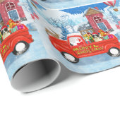 Border Collie Dog in Christmas Delivery LKW Schnee Geschenkpapier (Rolleneckpunkt)