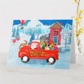 Border Collie Dog in Christmas Delivery LKW Schnee Karte (Gelbe Blume)