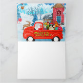Border Collie Dog in Christmas Delivery LKW Schnee Karte (Innenseite)