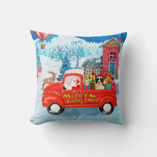 Border Collie Dog in Christmas Delivery LKW Schnee Kissen