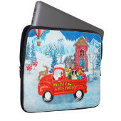 Border Collie Dog in Christmas Delivery LKW Schnee Laptopschutzhülle (Vorne Rechts)