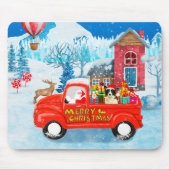 Border Collie Dog in Christmas Delivery LKW Schnee Mousepad (Vorne)