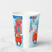 Border Collie Dog in Christmas Delivery LKW Schnee Pappbecher (Rechts)