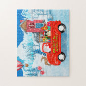 Border Collie Dog in Christmas Delivery LKW Schnee Puzzle (Vertikal)