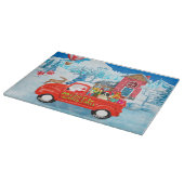 Border Collie Dog in Christmas Delivery LKW Schnee Schneidebrett (Ecke)