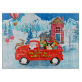 Border Collie Dog in Christmas Delivery LKW Schnee Schneidebrett (Vorderseite)
